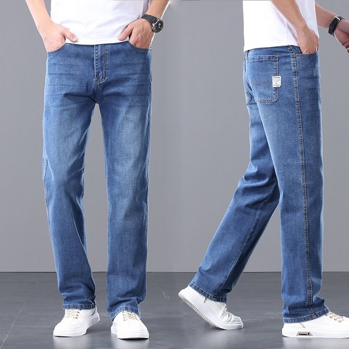 wassup 남자청바지 여름쿨 스판청바지 품질 와이드 얇은 옷 일자 남자바지