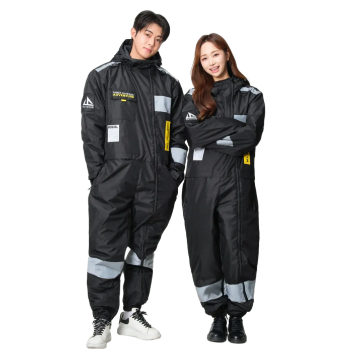 노르반 오토바이 우주복 겨울 스즈끼복 방한복, 블랙