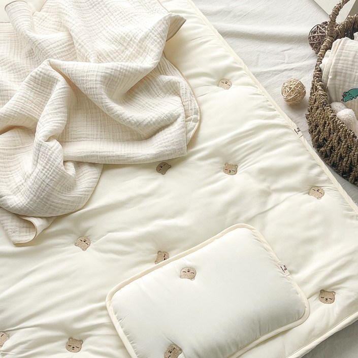 화음베베 모달 아기이불 세트 양면 냉감 쿨패드 태열베개 거즈 블랭킷 3종 이불세트