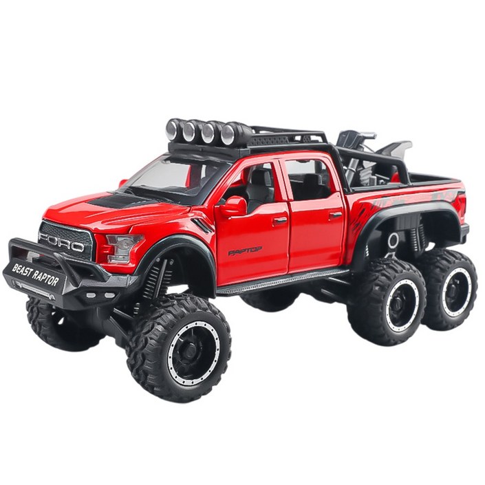 마이카 다이캐스트 합금 124 포드 랩터 F150 모델 자동차 모형 피규어 장식, 1개, 1.레드