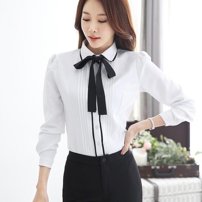 베베디 여성용 와츠 리본 긴팔남방 셔츠