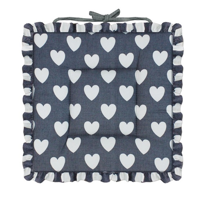 [데코벨] 세미 하트 프릴 의자방석 (학생방석/식탁의자방석)