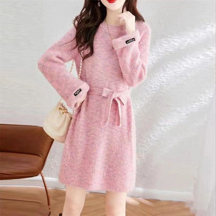 TKX 여성용 니트 롱슬리브 미니 드레스 K71