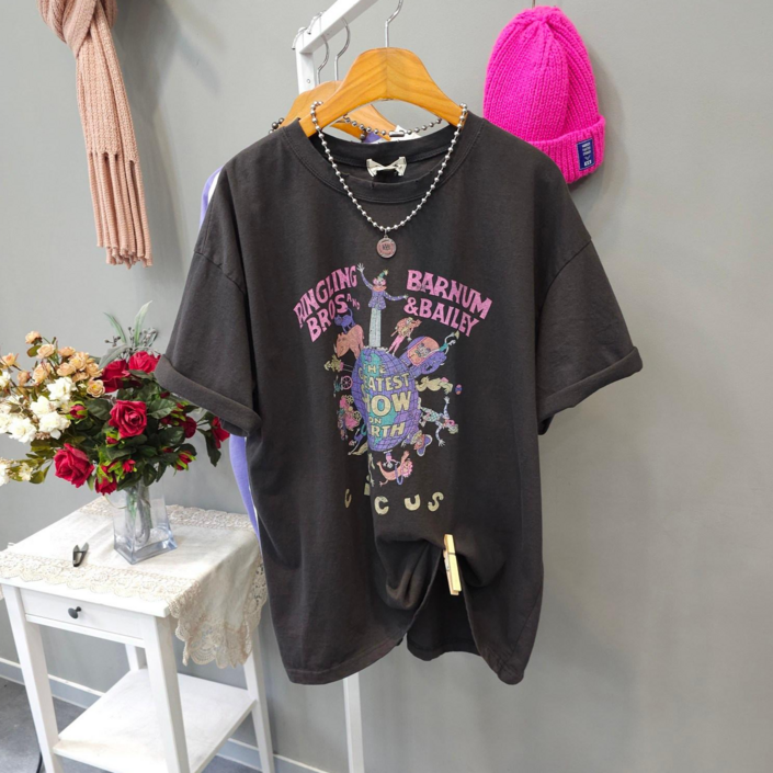 빈티지 워싱 써커스나염 반팔티셔츠