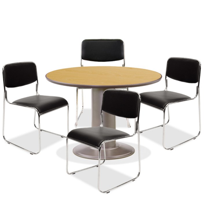 가구뱅크 OA 테이블세트 (원형+멀티팔무) 사무용가구 사무실가구 원형테이블 회의테이블 원탁 회의용테이블, 월넛원형1200+멀티팔무(4개)