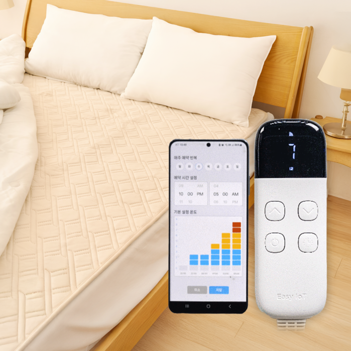 스마트 IOT 전자파없는 5세대 그래핀 탄소매트 워셔블, 아이보리