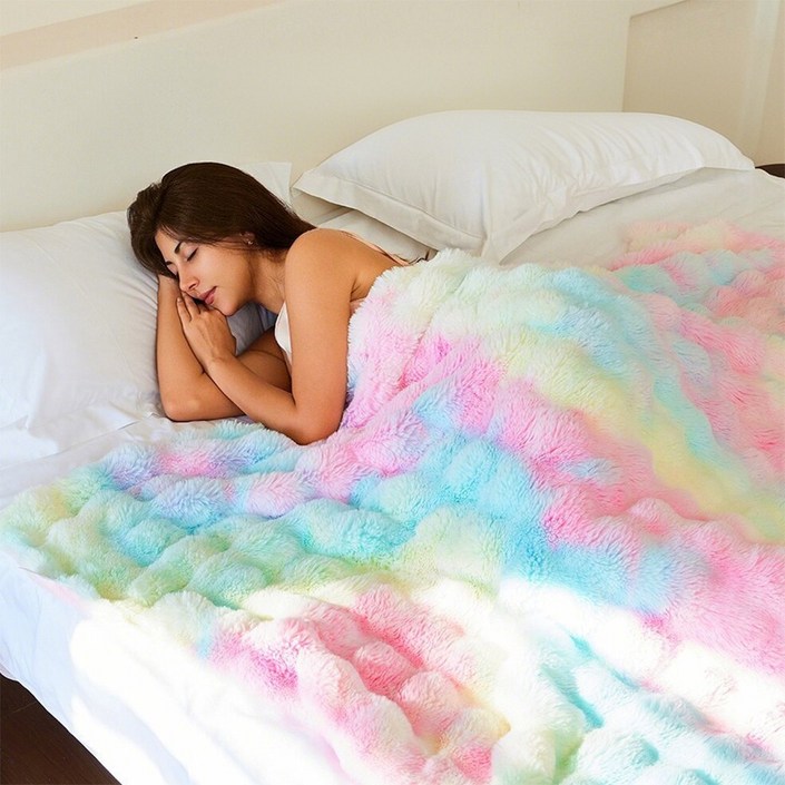 LareinaT 극세사담요 인조 토끼털 블랭킷 양면 담요 겨울용