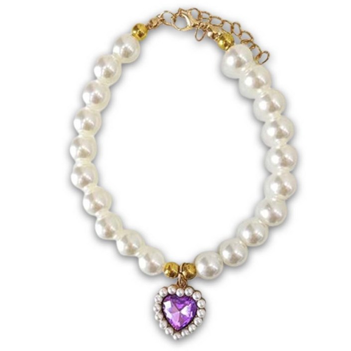 치트몰 고양이 강아지 진주 목걸이, 퍼플, 1개