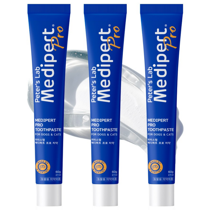 피터스랩 메디퍼트 프로 6중 효소 프로폴리스 강아지 고양이 치약 구강질환 잇몸 치태 치석 입냄새 케어, 3개, 60g
