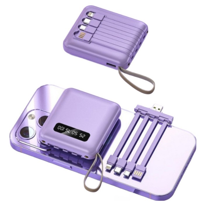 5시건 당일배송 FOOI 파스텔 20000mAh 초고속충전 대용량 미니 보조배터리 랜턴기능, 바이올렛, REGN Core Slim 201