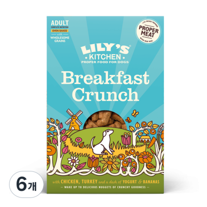LK 릴리스키친 브랙퍼스트 크런치 저지방 저단백 강아지 사료, 6개, 800g, 닭