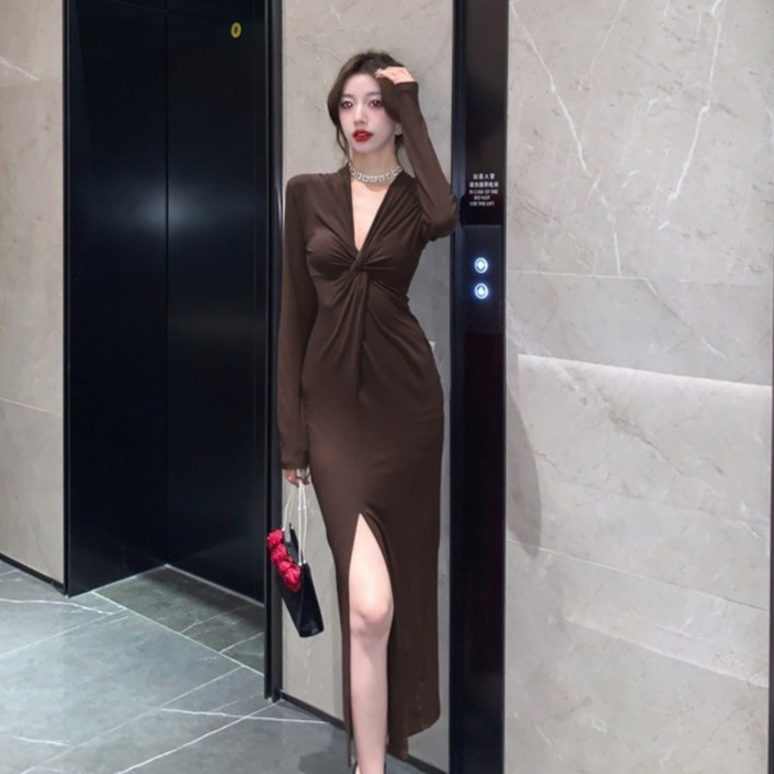 포플러앤씨 여성용 레아 슬릿 랩 원피스 P25FOPS081110