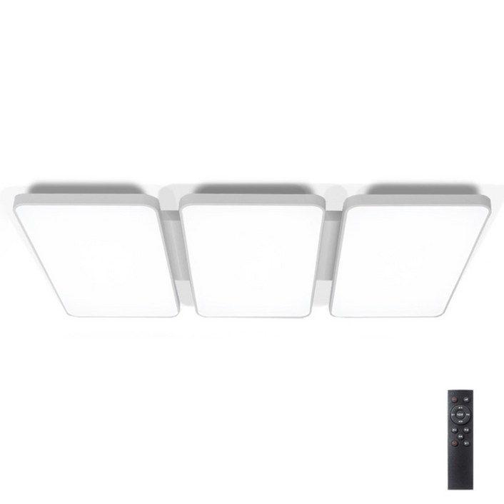 멜리빙 라이트 심플 플리커프리 삼색변환 LED 천장등 200W  리모컨 세트, 화이트