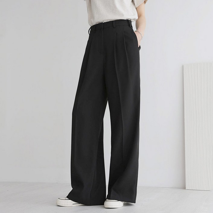 앤드스타일 여성용 숏기본롱 기장 맞춤 4탄 모던 핀턱 와이드 슬랙스 264381