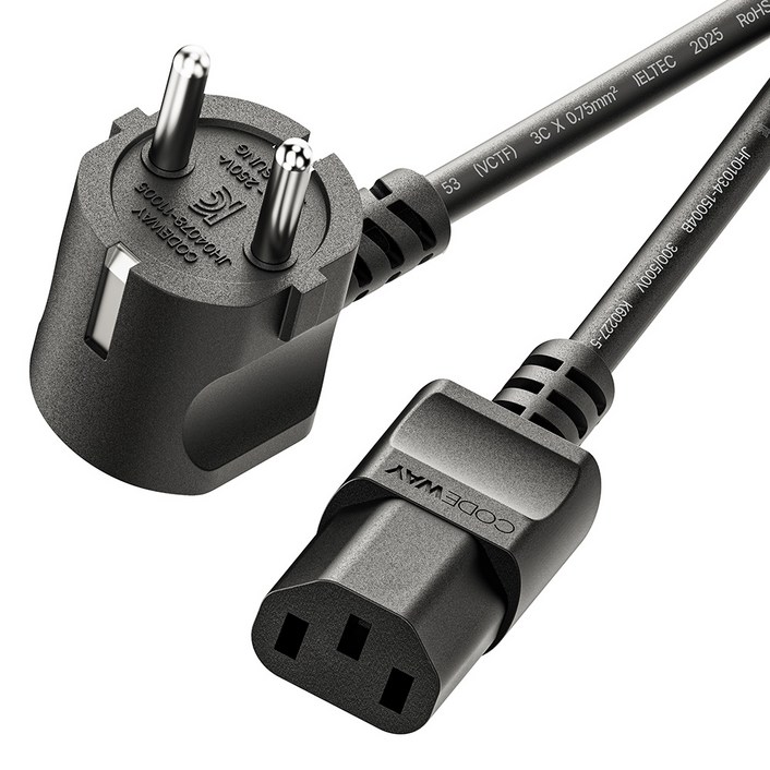 코드웨이 국산 AC 10A 전원코드 파워케이블 블랙, 1개, 1.8m