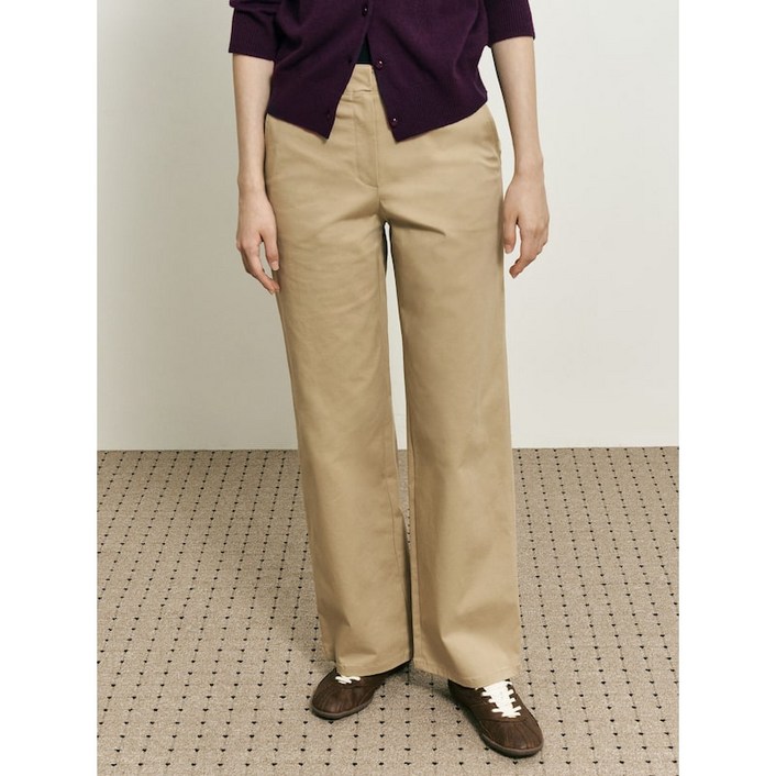 정품 빈폴 레이디스 여성 바지 치노 스트레이트 팬츠 베이지 슬랙스