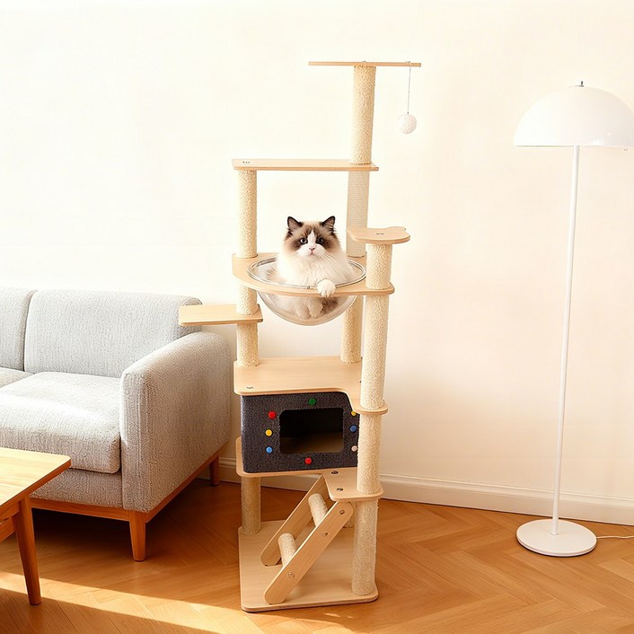 Bornoon 대형 캣타워 다용도 캣타워 튼튼 캣하우스 고양이 장난감