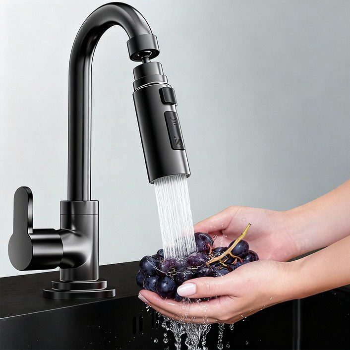 주방 수전 헤드 360도 회전 헤드 싱크대 수전 헤드 연장, 1개