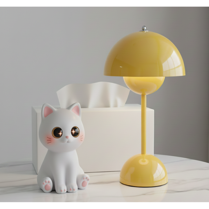 도르리 머쉬룸 버섯조명 플라워팟 무드등 감성 조명 LED조명 테이블램프 단스탠드, 옐로우