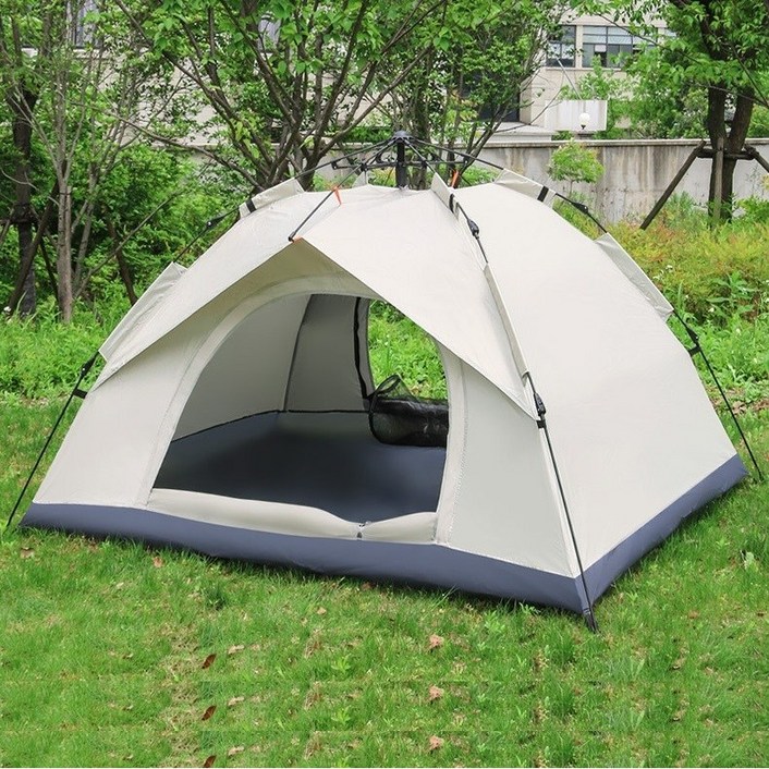 Zebeer 원터치 텐트 캠핑 그늘막 텐트 사각 방풍 텐트, 34인용200200140cm, 베이지블루