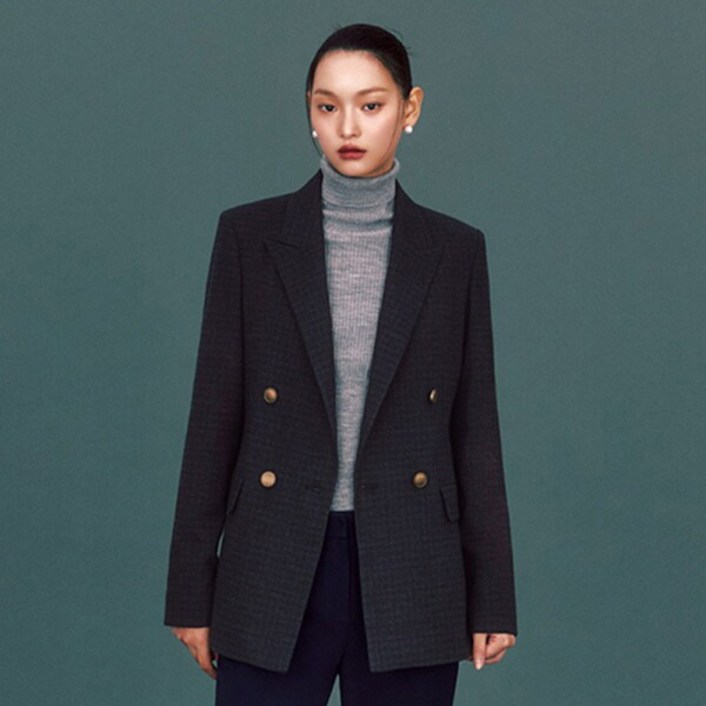 더엣지 체크 더블 셋업 자켓 WYJK6G01