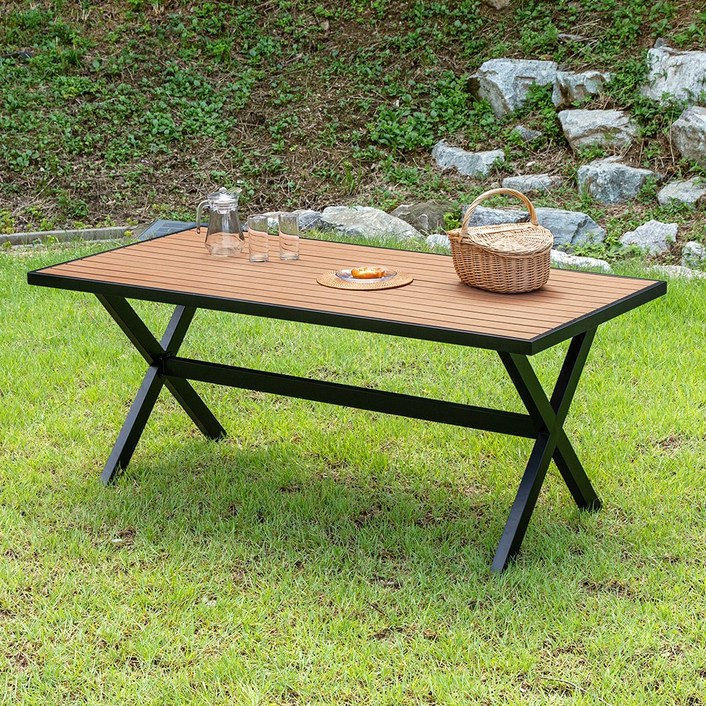 야드니 1800X900 테이블 수지목 야외 카페 정원 간이, 블랙