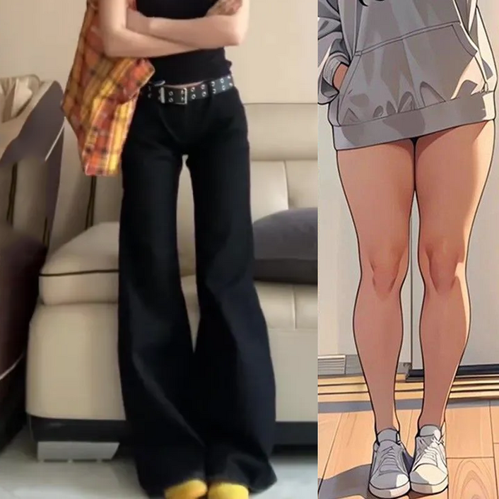 (신상 추천) 여성 블랙진 부츠컷 와이드 로우 날씬해보이는 데님 팬츠 봄 가을 편한 캐주얼 심플 베이직 오버핏 진청바지 모던 데일리 집업 버튼 포켓 디자인 맥시 a라인 하의 청바지