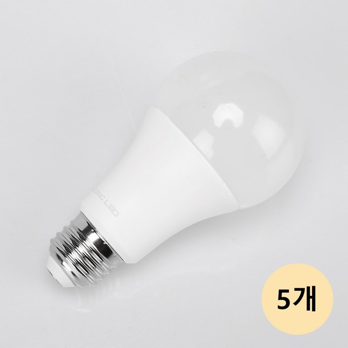 LONG 전구 LED 12W 주백색아이보리색빛,4000K e26, 5개
