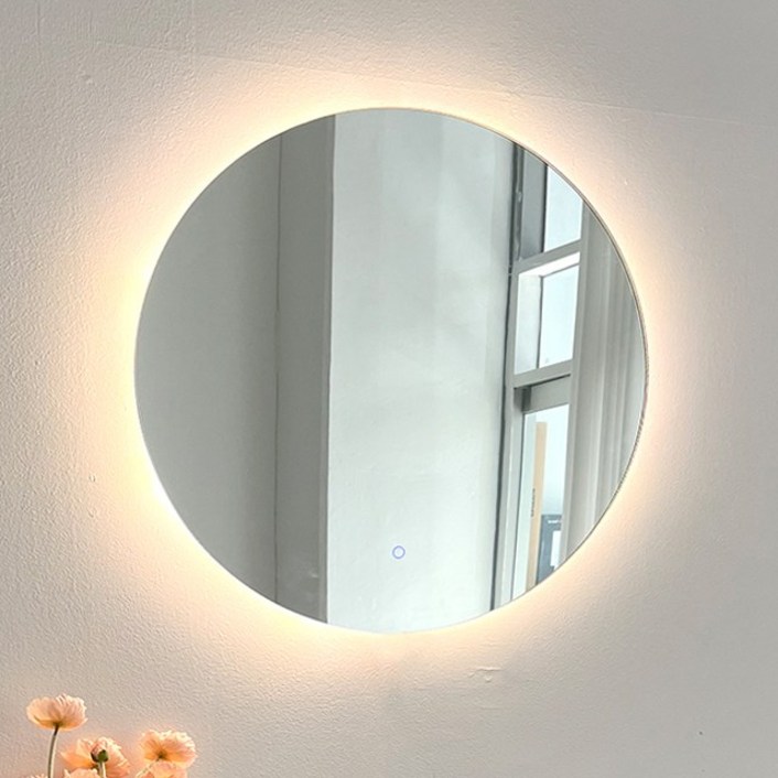 KC인증 터치형 3색변환 LED 원형600 벽걸이 인테리어 간접등 화장대 조명거울