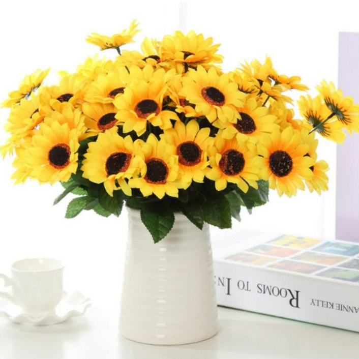 레디박스 해바라기꽃 21송이+화이트 화병