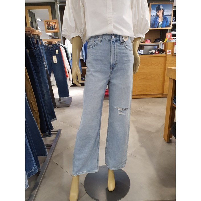리바이스 여성와이드팬츠 찢청 밑위긴 연청 봄청바지 O26872MC0015 NC순천