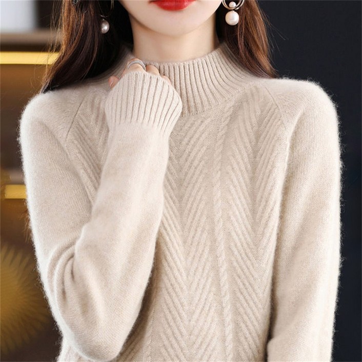 니트 반목폴라 캐시미어니트 여성 스웨터 겨울 목폴라 니트 스웨터 폴라 긴팔 티셔츠