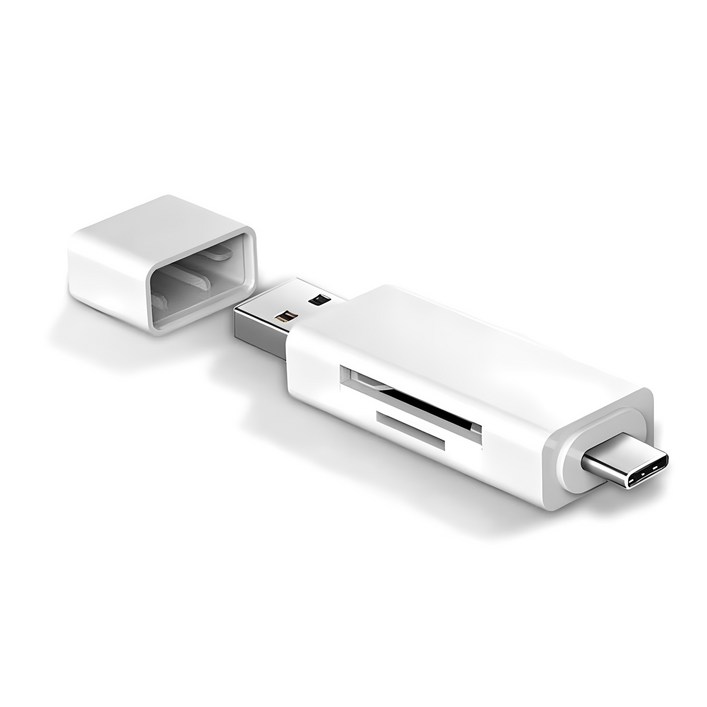 라온 USB 3.0 C타입 카드 리더기, CR100C, 화이트, 1개