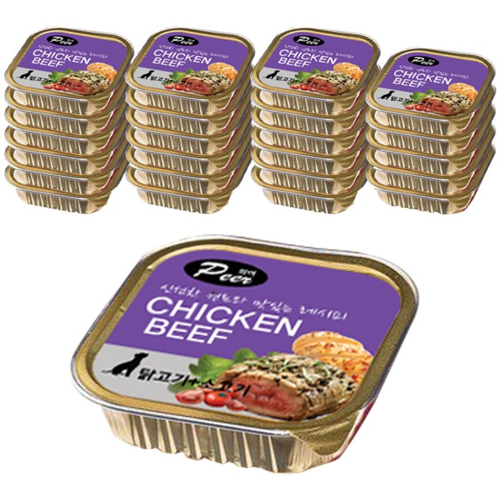 피어Peer 사각캔 100g 강아지캔 애견캔 캔, 24개