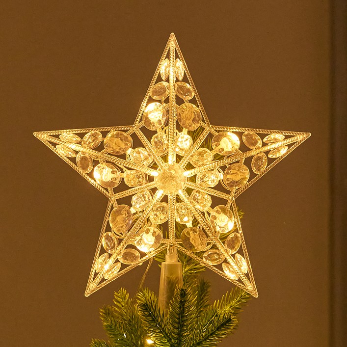 하우쎈스 크리스마스 트리 LED별 오너먼트 크리스탈 탑별 파티조명 건전지형