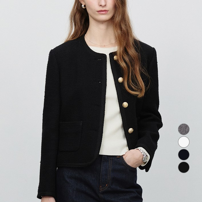 던스트 여성용 클래식 부클 트위트 자켓 UDJA5A205