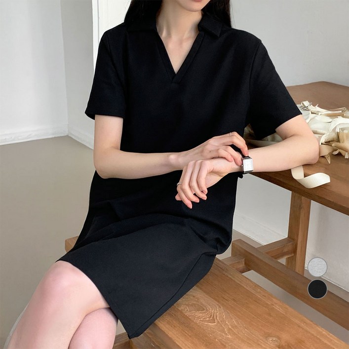 아피나르 여성용 오픈 카라 미니 피케 원피스 아피나르 여성용 오픈 카라 미니 피케 원피스