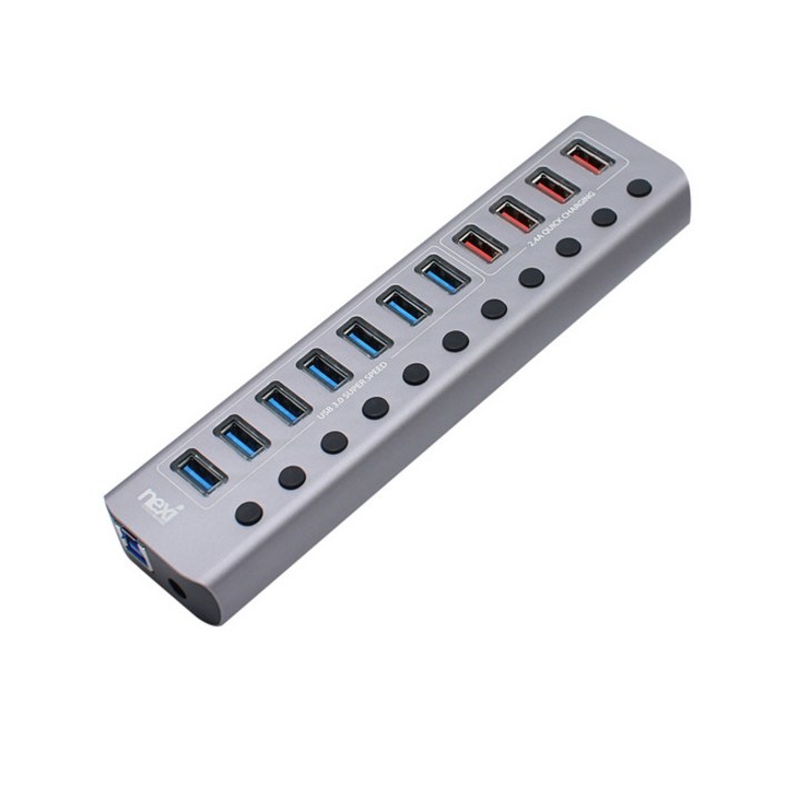 넥시 USB3.0 12포트 유전원 허브 NXU1012P, 혼합색상