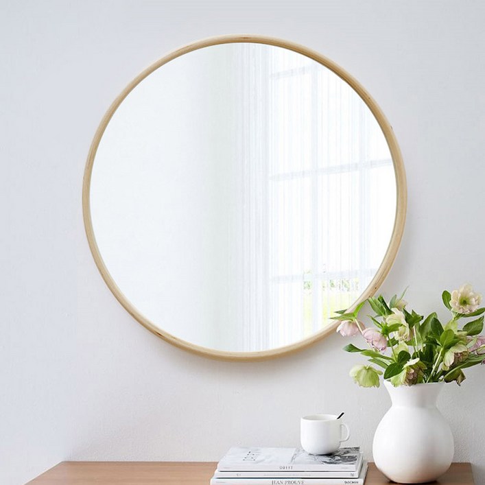 우드로하우스 원목 원형거울 CRM-530NA 53cm