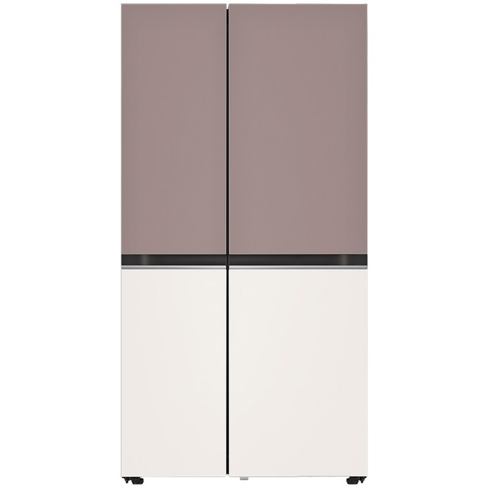 색상선택형 LG전자 디오스 오브제컬렉션 양문형 냉장고 메탈 832L 방문설치, 클레이 핑크상단  베이지하단, S834MKE10