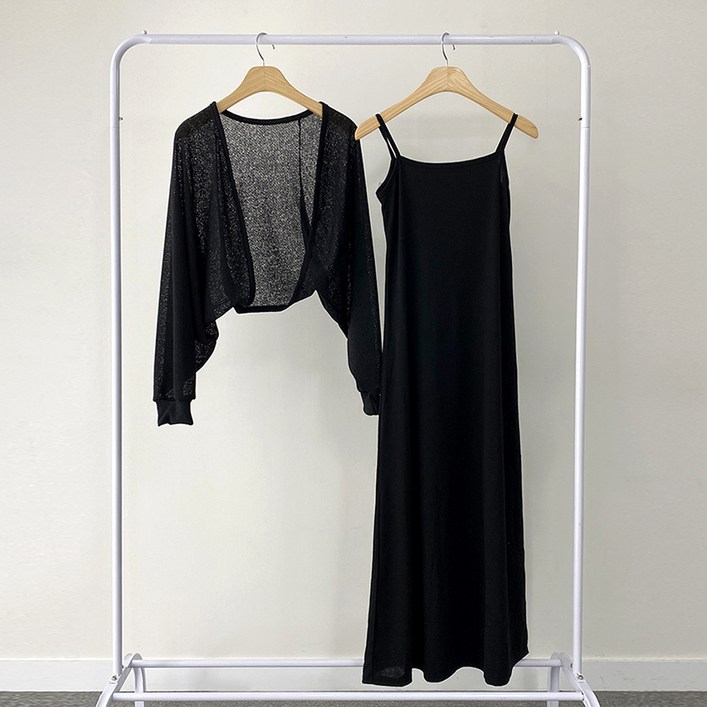 위드후이린 여성용 줄라이 볼레로 가디건  원피스 세트