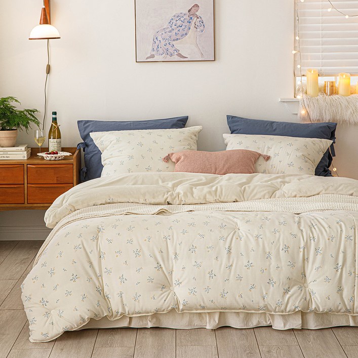 엘레나하임 건조기 가능 부드럽고 폭신한 모달 초극세사 발열 차렵이불 풀세트