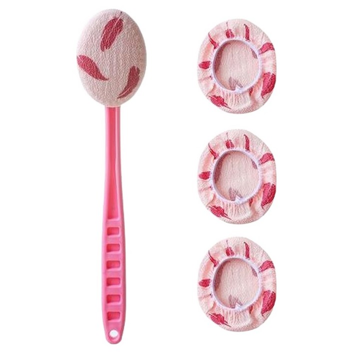 셀리빙 때타올 등밀이  등자루 리필 3p 세트 370 x 105 x 75 mm, 핑크, 1세트