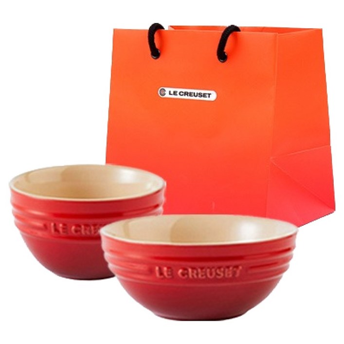 르크루제 1인밥  국 세트  쇼핑백 S, 빨강, 밥그릇1P  국그릇1P  쇼핑백S1P, 1세트