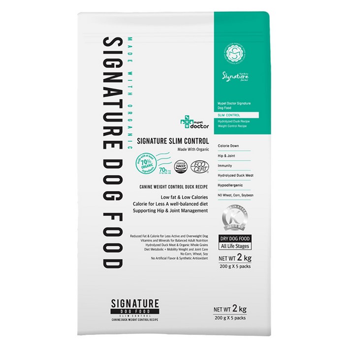 마이펫닥터 강아지 시그니처 유기농 기능성 사료, 다이어트체중감소, 2kg, 1개
