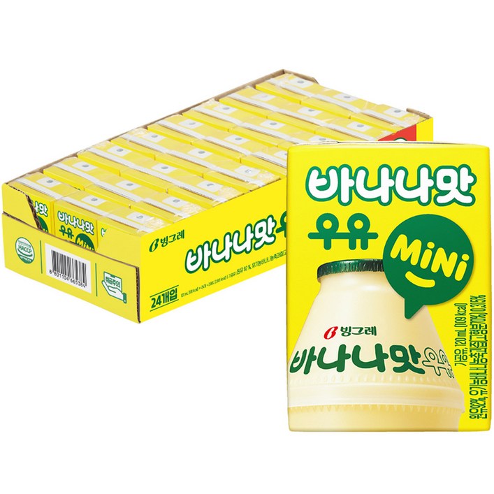 빙그레 바나나맛우유 mini 120ml, 바나나맛, 24개 20230807