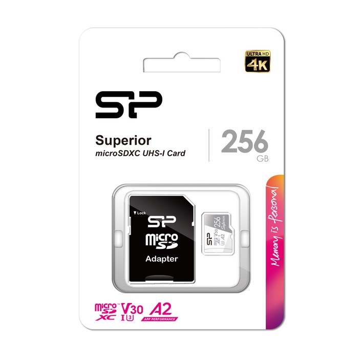실리콘파워 micro SDXC Class10 Superior UHS-I 4K U3 A2 V30, 256GB 20230804