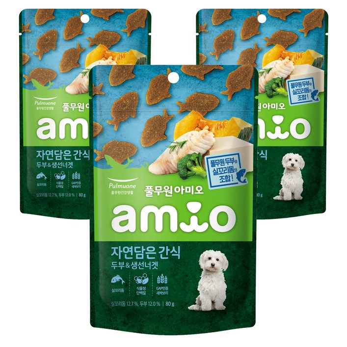 아미오 강아지 자연 담은 간식 80g, 3개, 두부 + 생선너겟 혼합맛 20230602