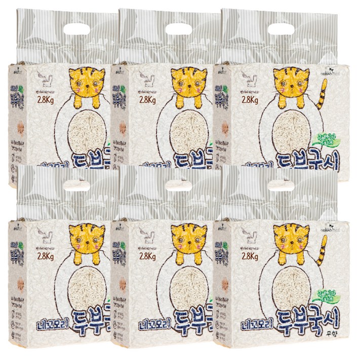 네꼬모리 두부국시 극세입자 고양이 모래, 6L, 6개, 무향