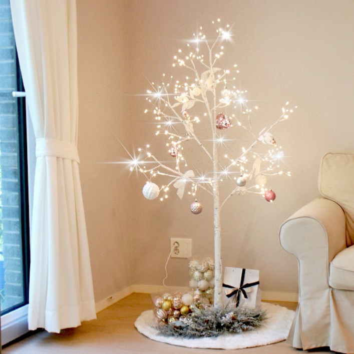 흰색크리스마스트리 모리앤 크리스마스 프리미엄 자작나무트리 무드등 160cm + 트리볼